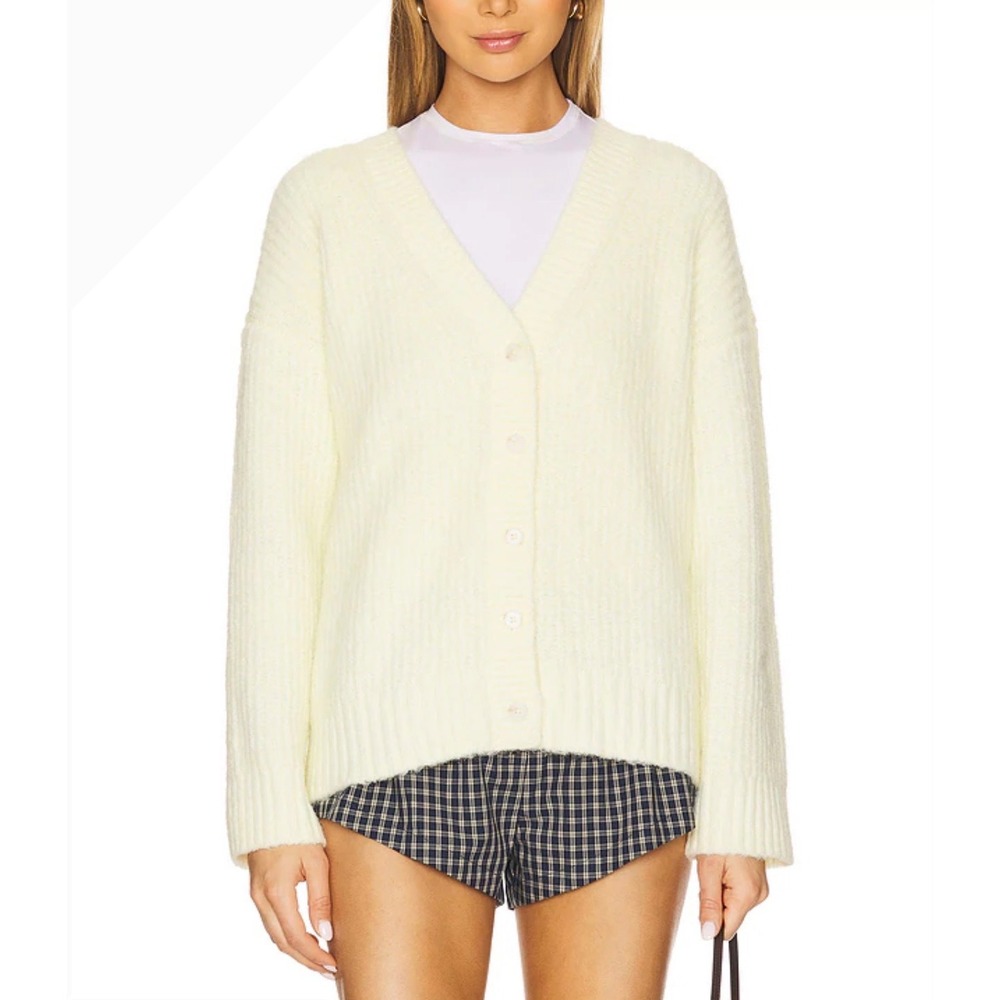 Lovers and Friends butter yellow V-Neck Button Front Oversized Cardigan